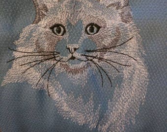 FREE NAME Tea Towel Cat Breeds Custom Embroidery Ragdoll cat Sketched