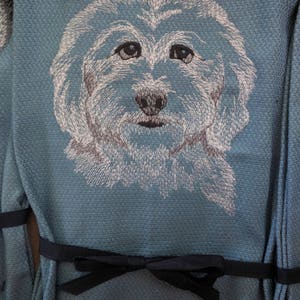 Toalha de chá com nome grátis raças de cães algodão bordado personalizado de Tulear esboçado