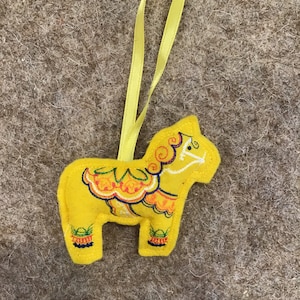 Swedish Horse Ornament YELLOW Dala Shaped