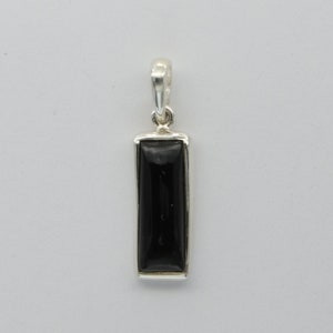 Square / Rectangle BLACK ONYX Pendant in solid 925 Sterling Silver - Genuine and Natural Gemstone