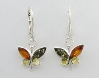 Details about / Natural Multi-Color BALTIC AMBER Butterfly Pendant 925 STERLING SILVER #3736