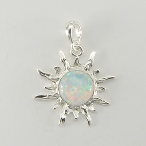 White - Sun - FIRE OPAL Pendant - 925 Sterling Silver