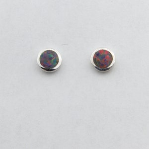 Fire Opal earrings &quot;Mexican&quot; Round - 3mm, 4mm, 5mm, 6mm, 8mm, 10mm - Stud / Post - 925 Sterling Silver - Push back / Butterfly closing