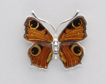Hand Carved Etched BALTIC AMBER Butterfly Pendant - 925 Silver Sterling Setting - Genuine, Natural and Fossilized Resin f/ Poland - Necklace