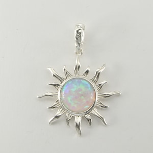 White - Sun - FIRE OPAL Pendant - 925 Sterling Silver