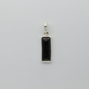 Square / Rectangle BLACK ONYX Pendant in solid 925 Sterling Silver - Genuine and Natural Gemstone