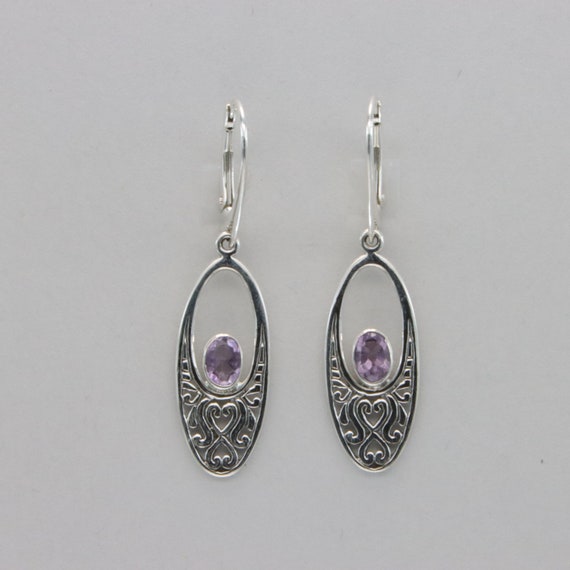 orecchini argento 925 ametista naturale briolette pendenti donna
