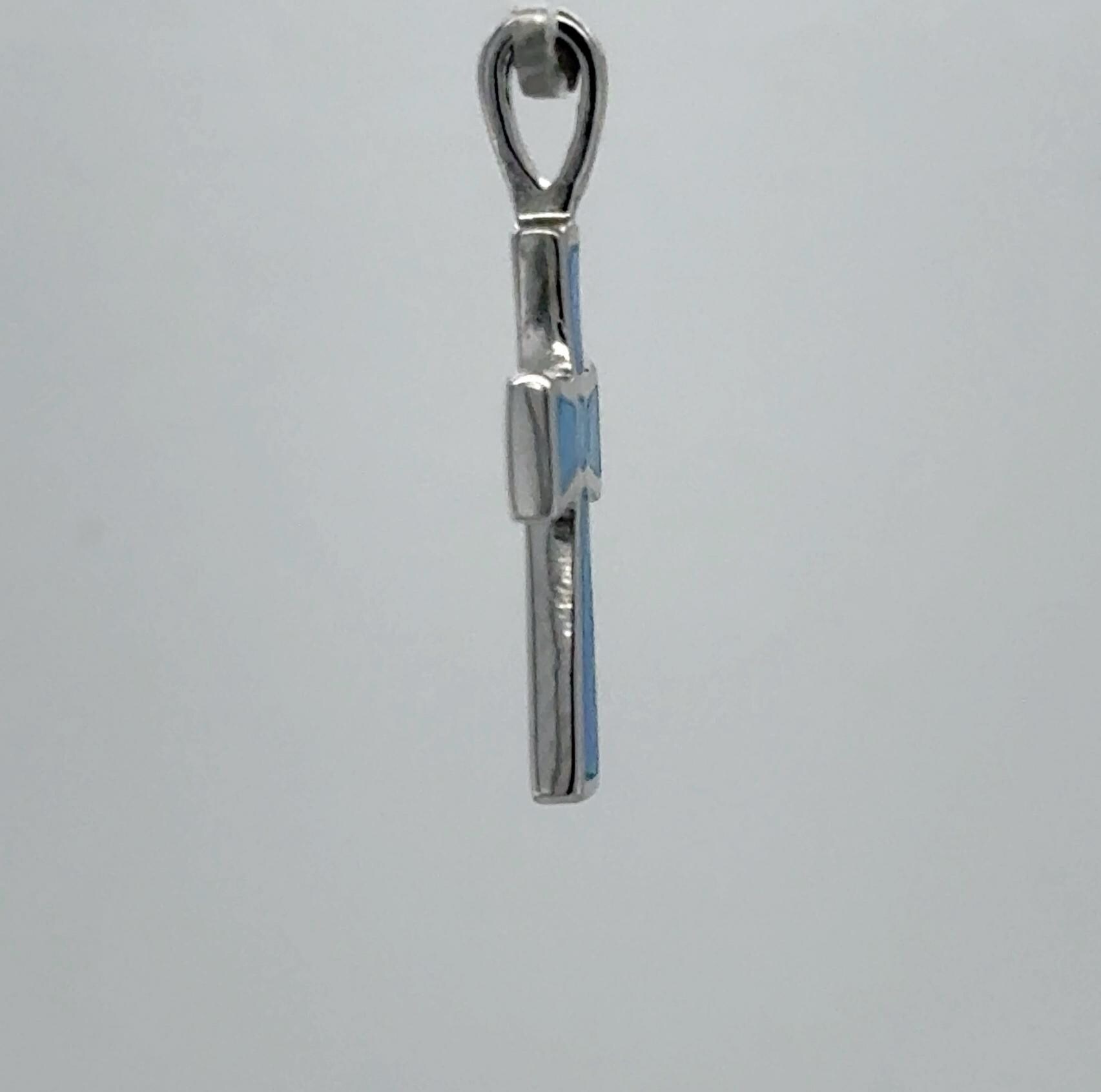 Ciondolo Croce Argento Con Gemme Opale Blu Arcobaleno Fuoco Gioiello Regalo