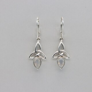 Orecchini A Nodo Celtico In Argento 925 Con Pietra Di Luna - Gioiello Etnico Donna, Regalo Ideale