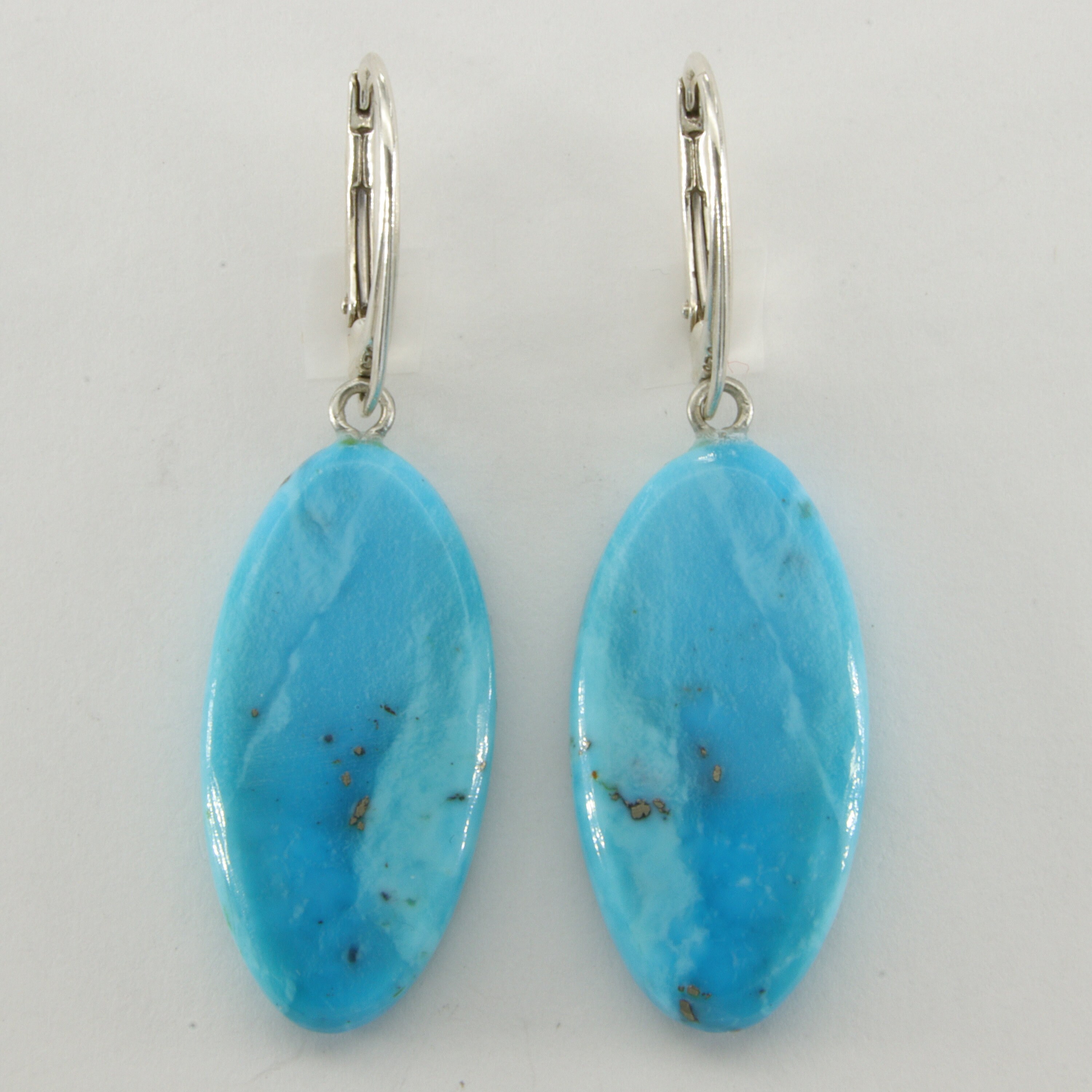 Orecchini in argento sterling con turchese e topazio bianco: pendenti fatti a mano - Italia Orecchini in argento sterling con turchese e topazio bianco: pendenti fatti a mano - Italia