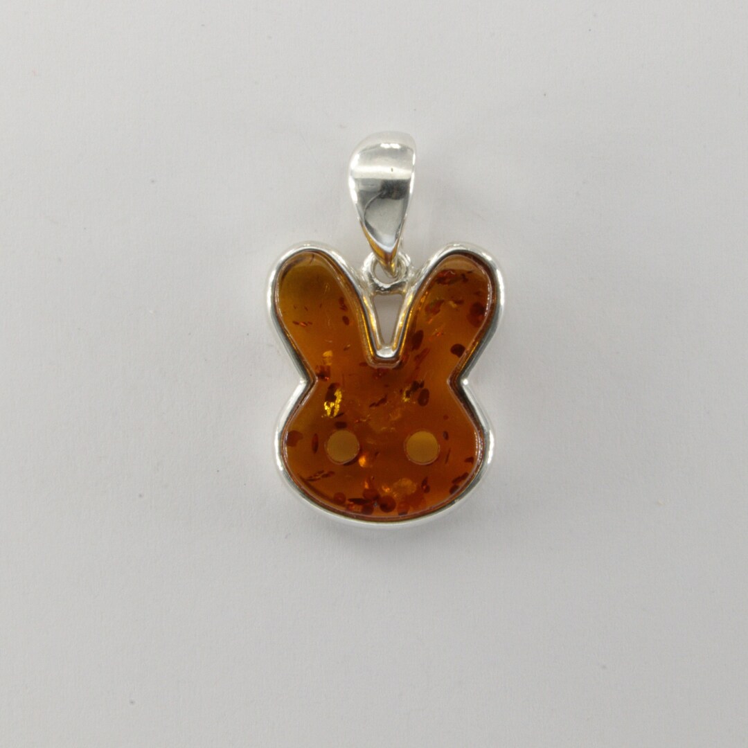 Baltic Amber Rabbit Pendant: Sterling Silver Bunny Jewelry - Etsy