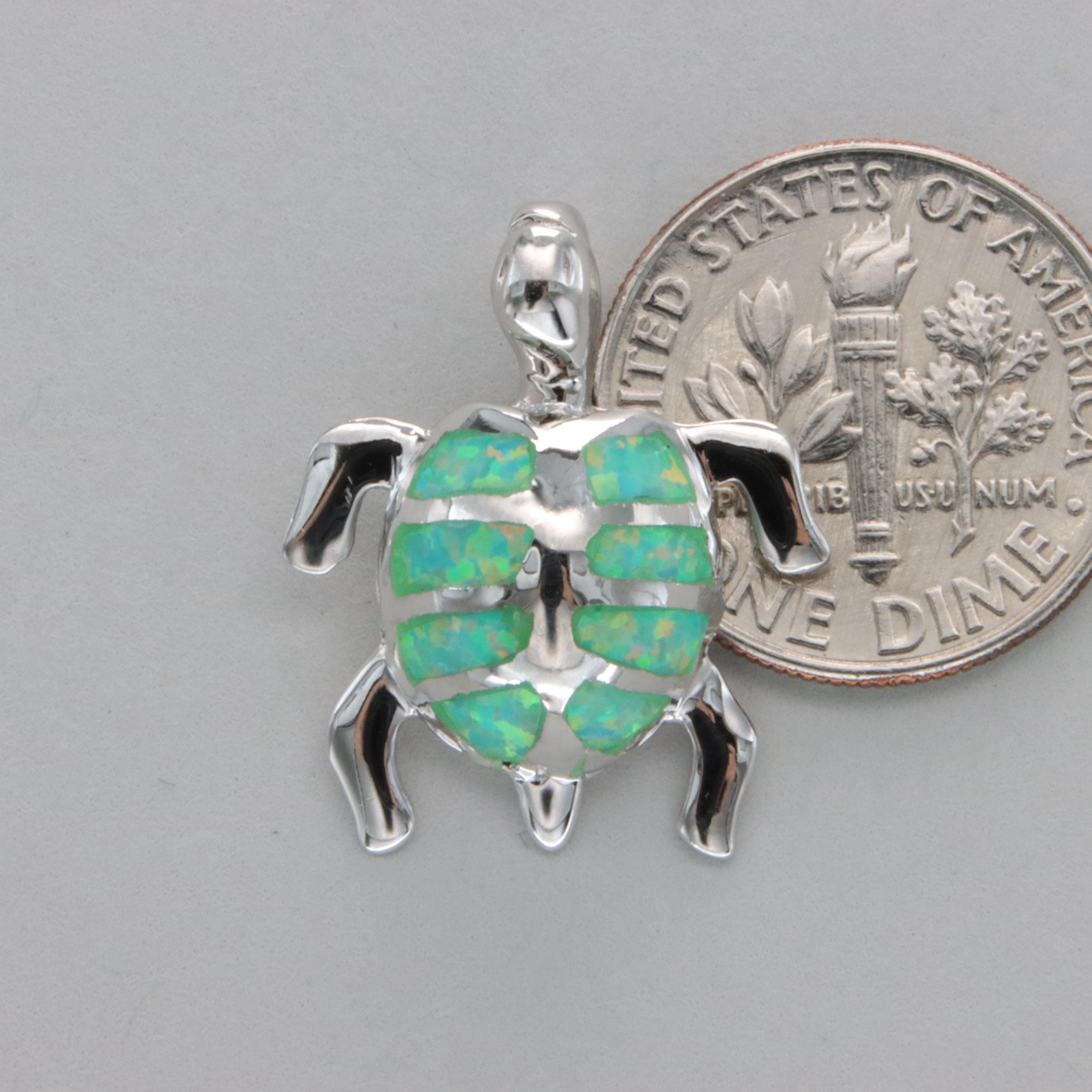 Collier Pendentif Tortue En Argent - Bijou Mode Femme, Opale Feu, Neuf Sans Emballage