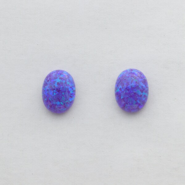 Purple FIRE OPAL Stud / Post Oval Earrings in 925 Sterling Silver