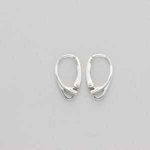 Pair of 925 STERLING SILVER openable French Earrings Hoops Jewelry Fitting / Finding #15