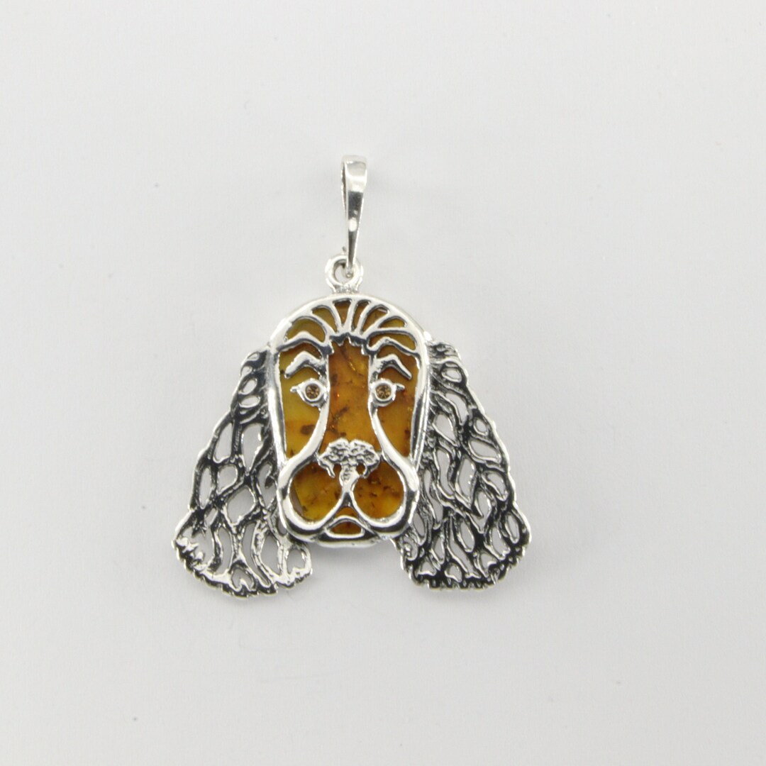 Baltic Amber Cocker Spaniel Pendant: Sterling Silver Dog Jewelry - Etsy