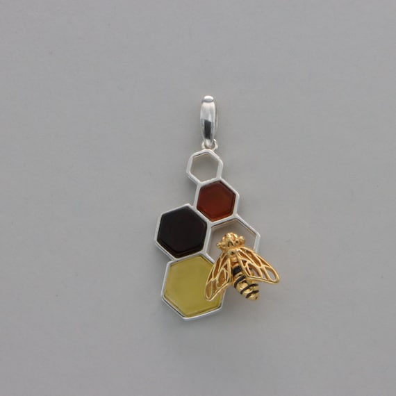 Amber Honey Comb Bee Pendants Amber Honey Comb Bee Pendants