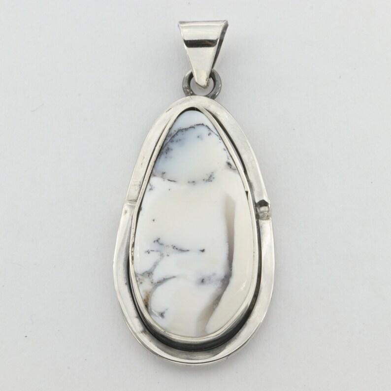 ARTISAN Pendant India 925 Sterling Silver Teardrop DENDRITIC AGATE