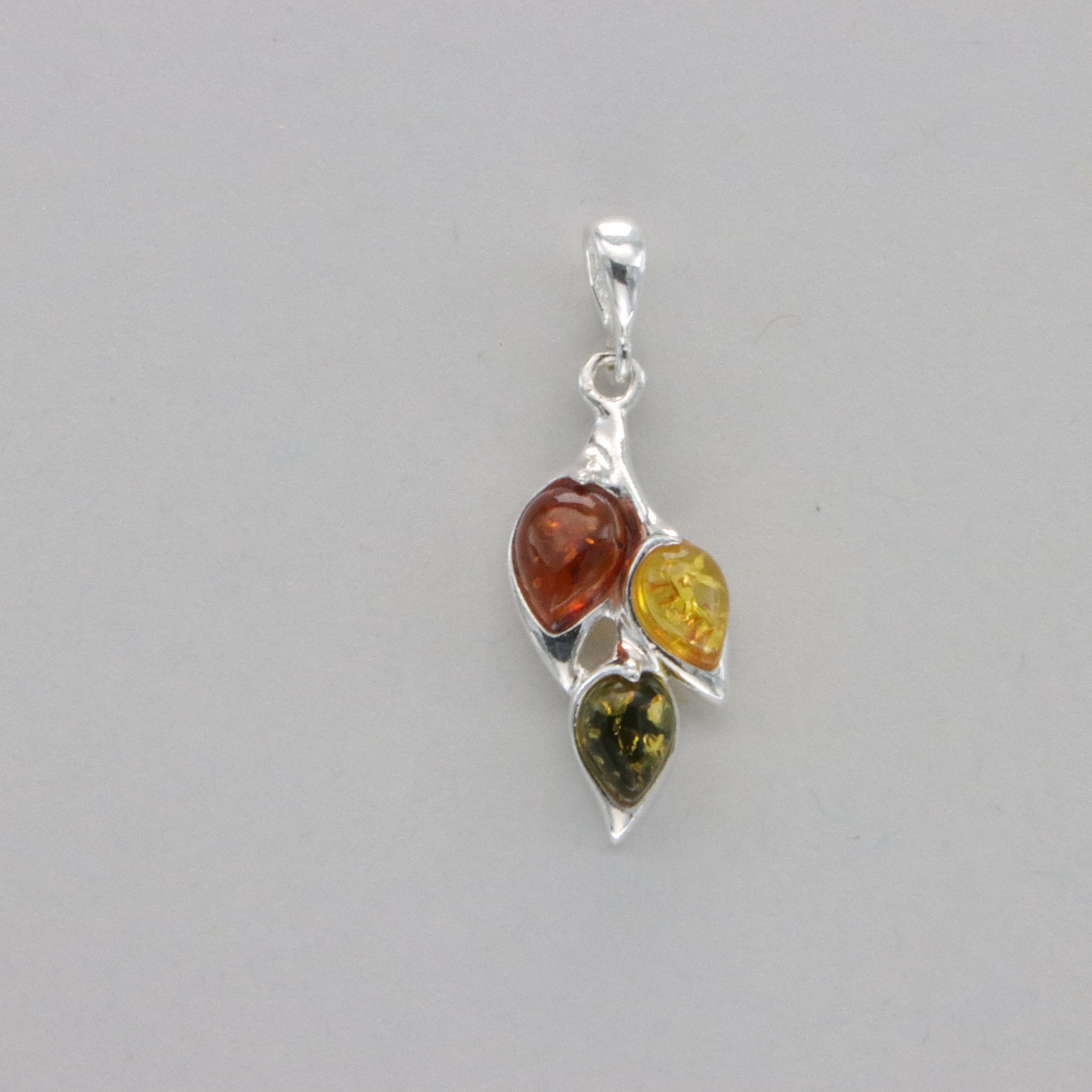 Sterling Silver Tri Gemstone Amber Pendants Sterling Silver Tri Gemstone Amber Pendants