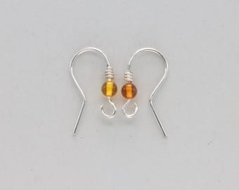 Sterling Silver Baltic Amber Ball Earrings: French Hooks, DIY Findings