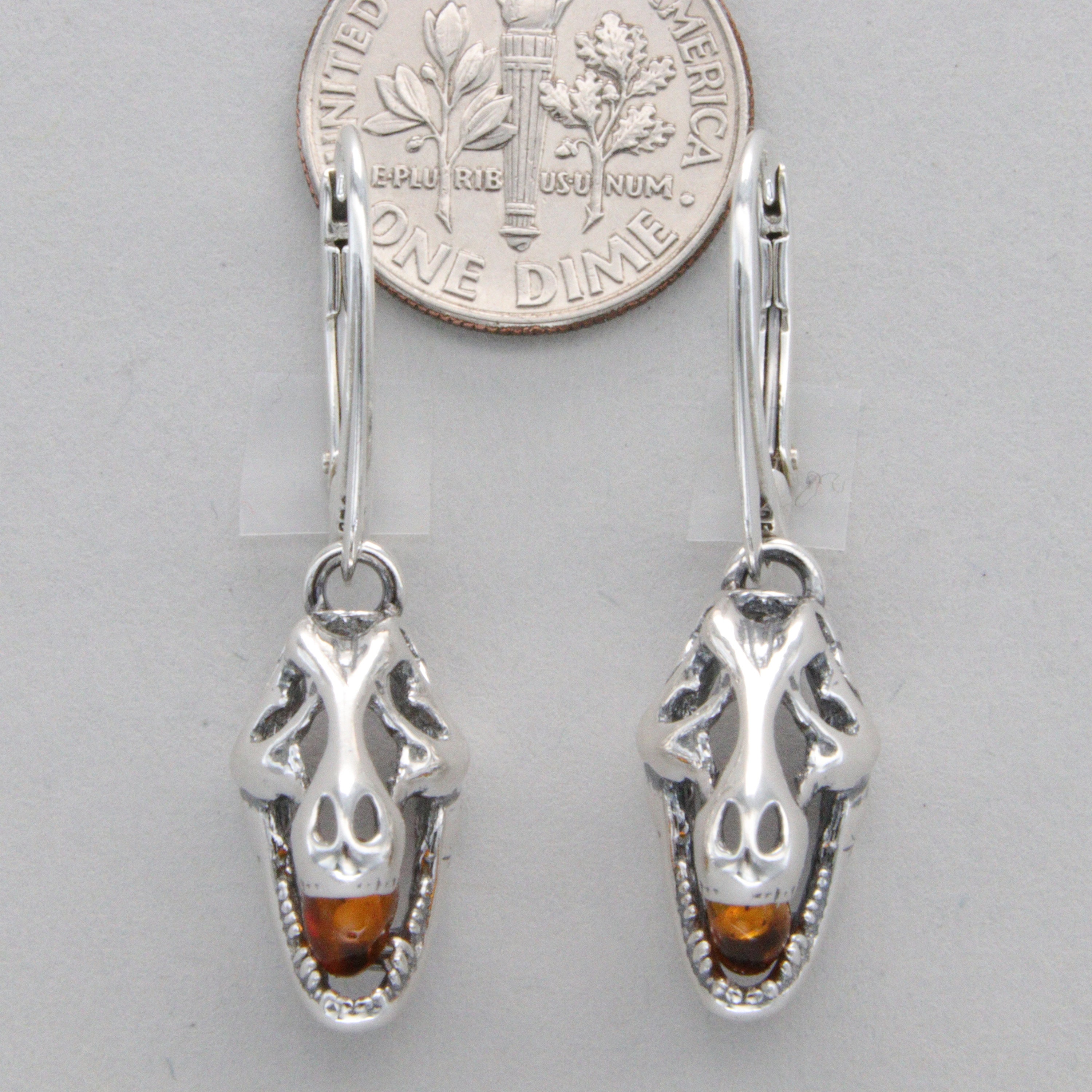 Orecchini Pendenti In Argento Sterling 925 Con Ambra Baltica