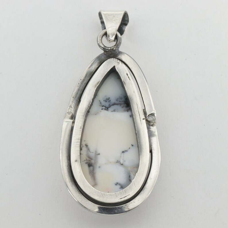 ARTISAN Pendant India 925 Sterling Silver Teardrop DENDRITIC AGATE