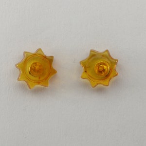 Genuine and Natural - Cognac / Brown - Star Sun BALTIC AMBER - Post / Stud Earrings in 925 Sterling Silver - Poland