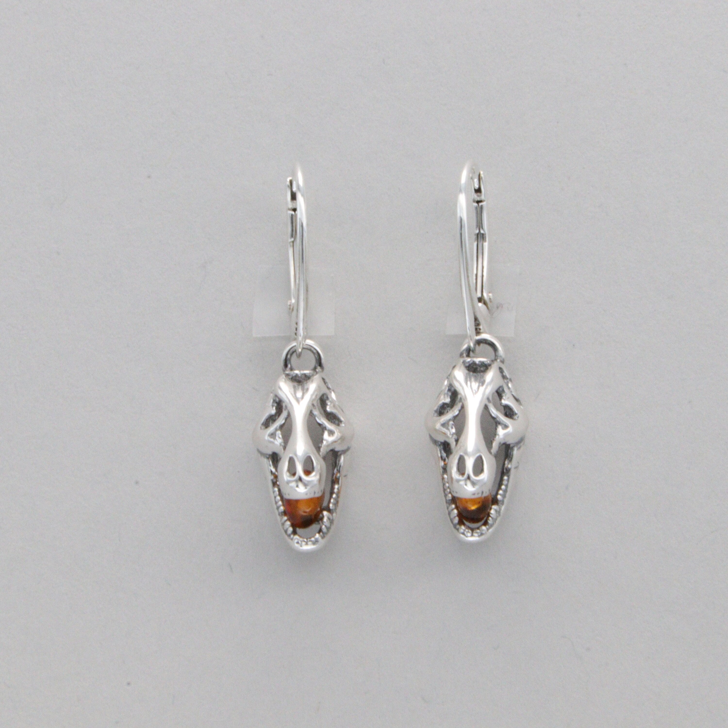 Orecchini in argento sterling con ambra baltica: stile europeo vintage - Italia