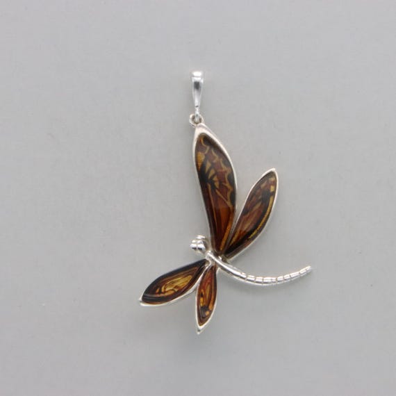 Baltic Amber & Sterling Silver Dragonfly Pendant – Multi-Colored Amber Jewelry, 925 Silver, No Chain, Gift Boxed - View #7