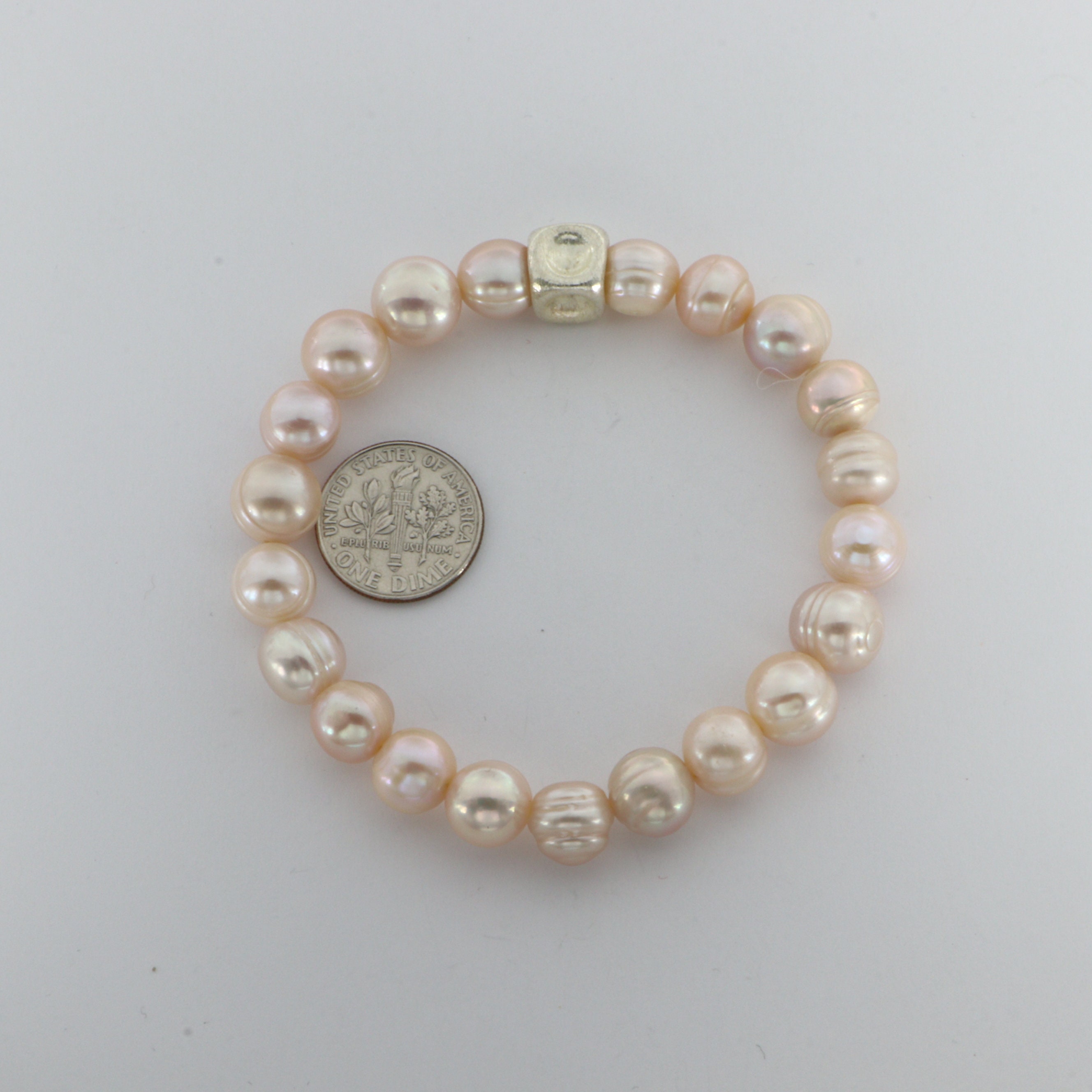 Pearl Stretch Bracelets with 1 Silver Bead Etsy