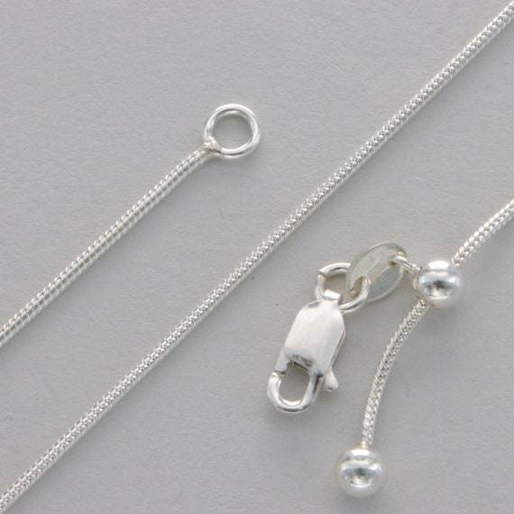 Sterling Silver 1.2mm Adjustable Rope Chain - Various Lengths Sterling Silver 1.2mm Adjustable Rope Chain - Various Lengths