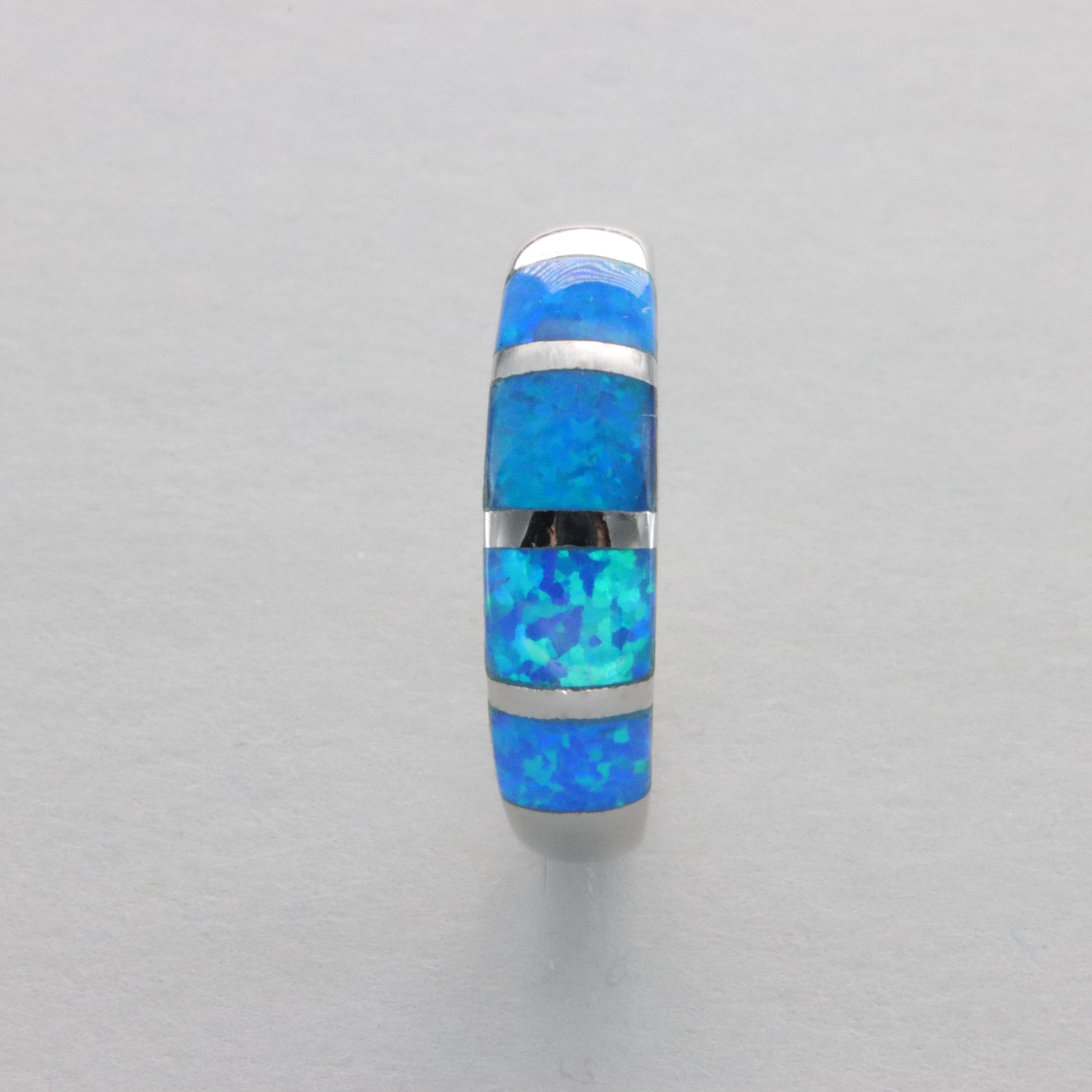 Bague Ovale En Opale De Feu Bleue - Silver Filled - Taille 11.5 US - Modèle R1640 - Neuf Sans Emballage