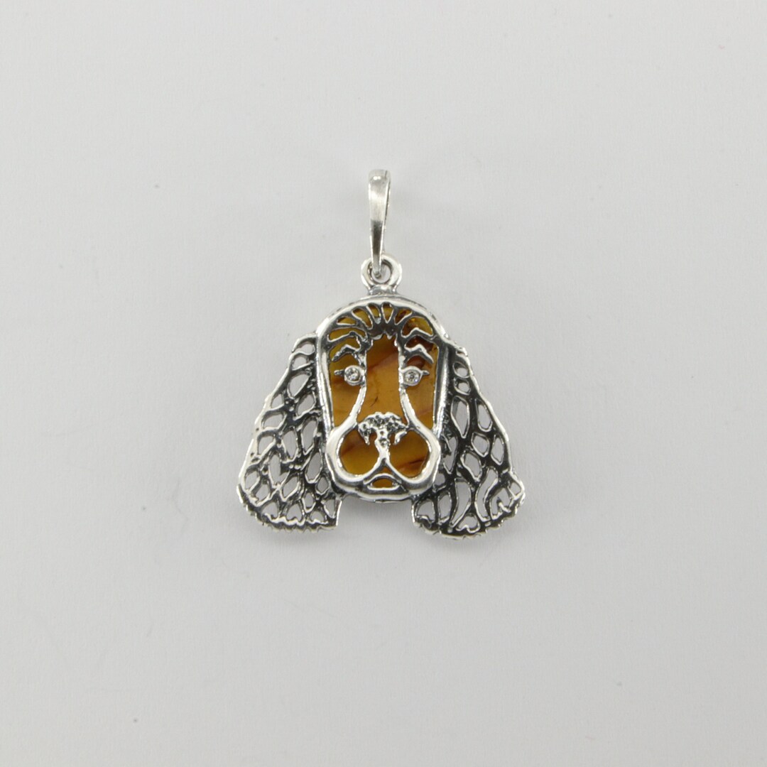 Baltic Amber Cocker Spaniel Pendant: 925 Sterling Silver Dog Head - Etsy