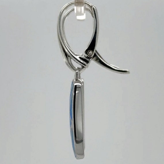Boucles D'oreilles Pendantes Ovales En Argent 925 Avec Opale Blanche Et Topaze - Style Dormeuse