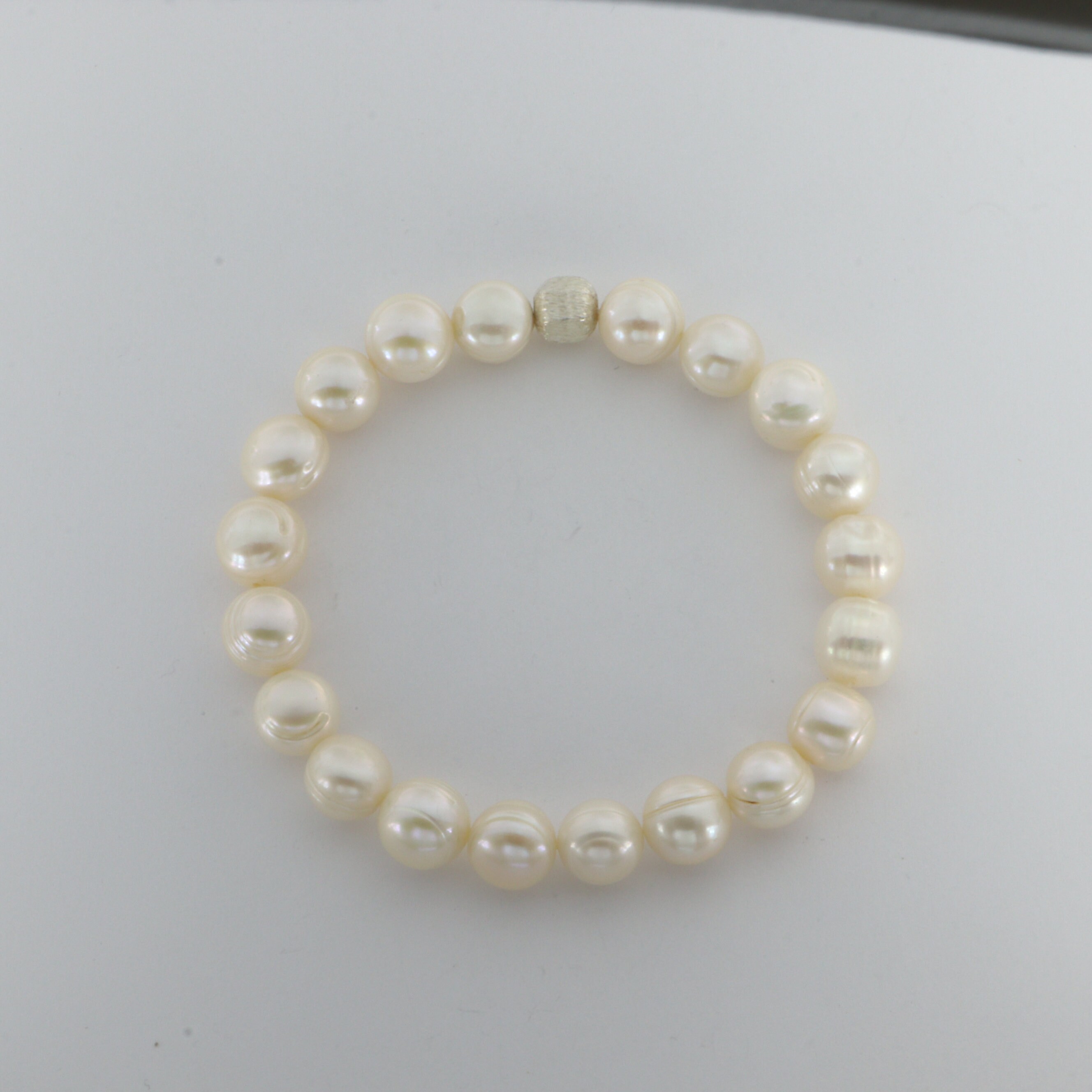 Pearl Stretch Bracelets with 1 Silver Bead Etsy