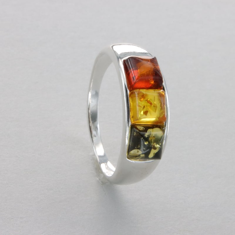 Hammered Square Baltic Amber Ring