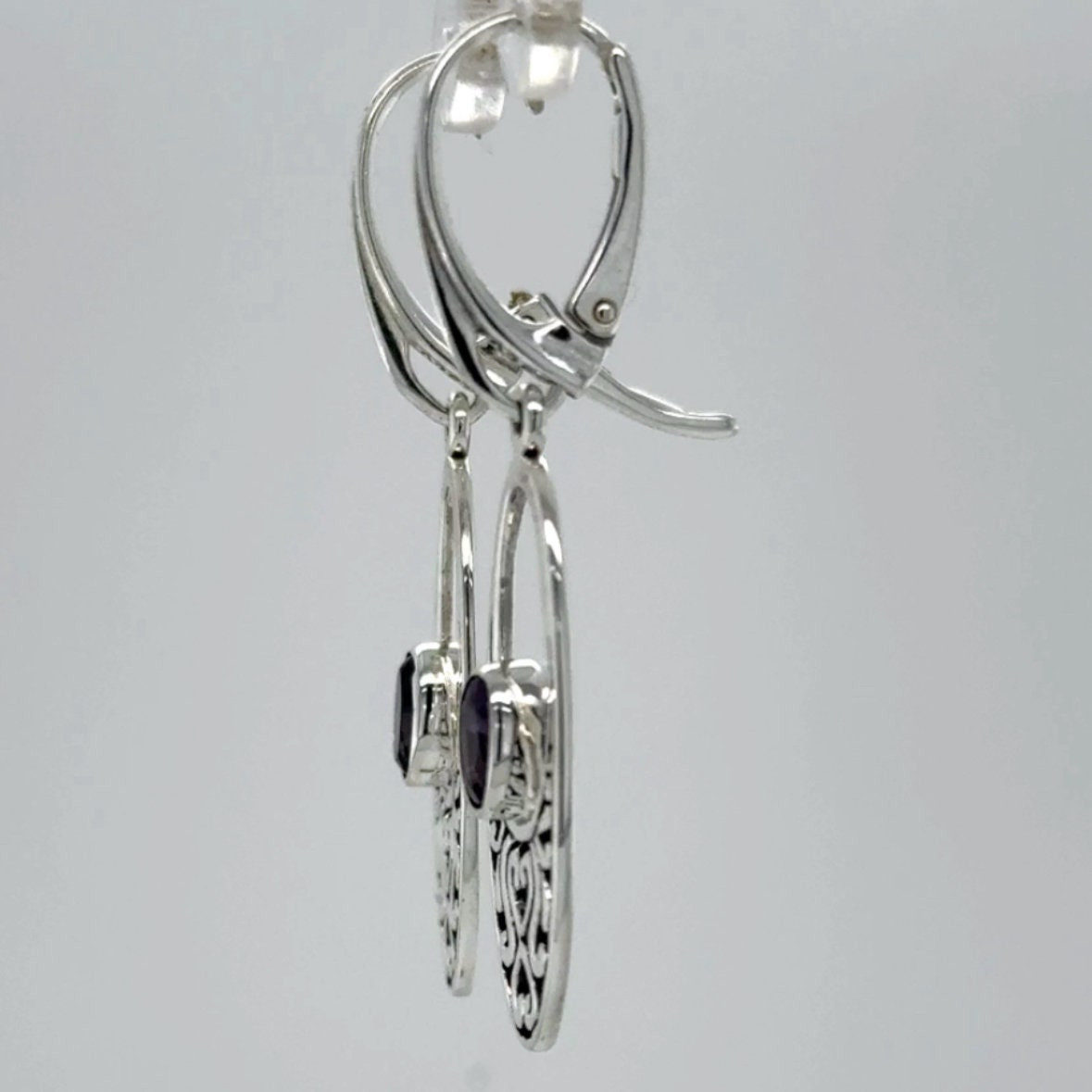Orecchini Pendenti A Leva In Argento 925 Con Pietre Preziose Colorate (Blu, Rosse, Verdi) – Stile Western Bali - 2