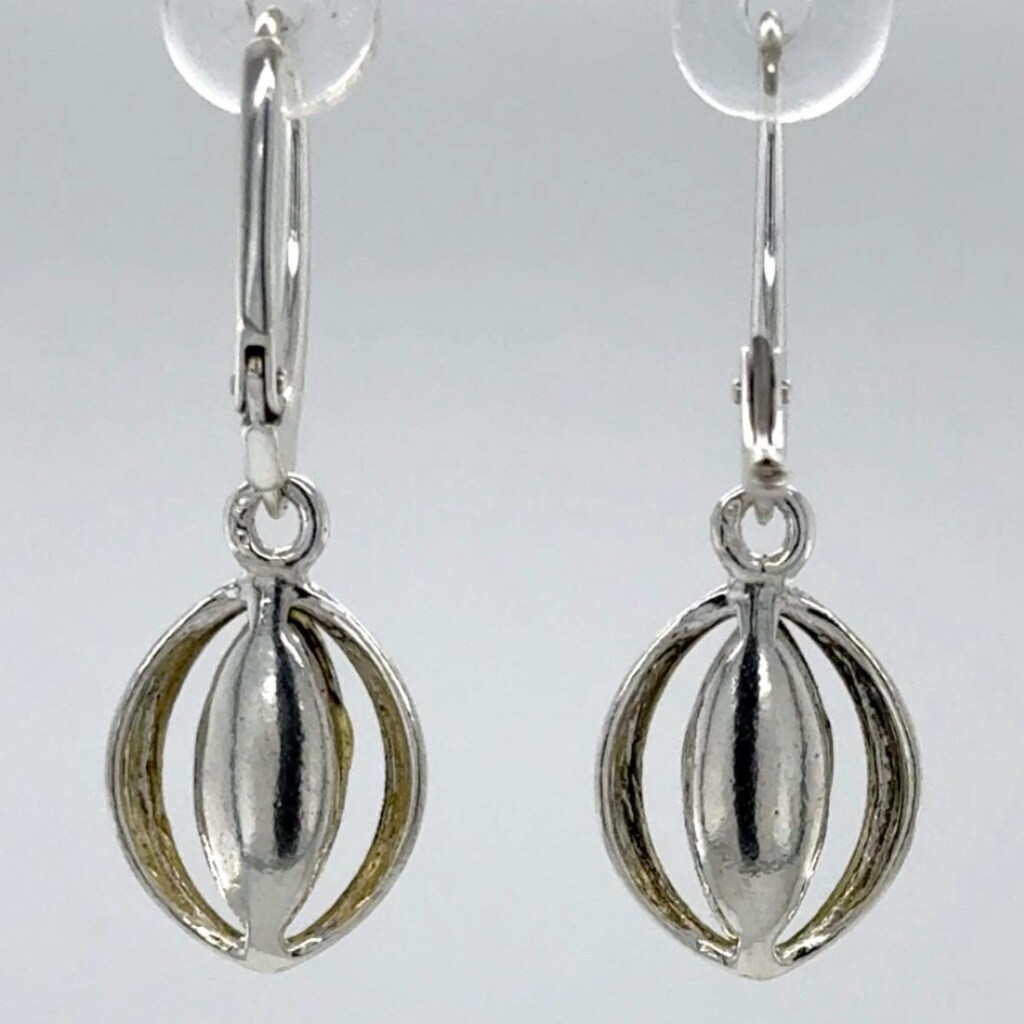 Orecchini Ovali In Argento 925 Con Ambra Baltica – 1x0,6 Cm – Chiusura A Farfalla – Confezione Regalo