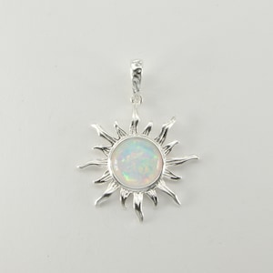 White - Sun - FIRE OPAL Pendant - 925 Sterling Silver