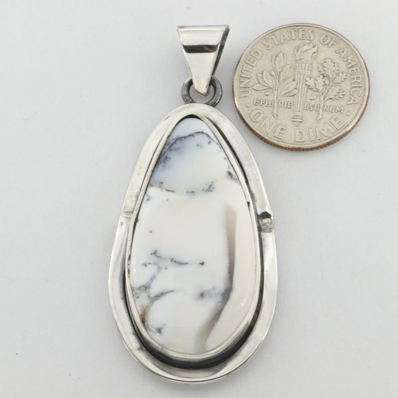 ARTISAN Pendant India 925 Sterling Silver Teardrop DENDRITIC AGATE