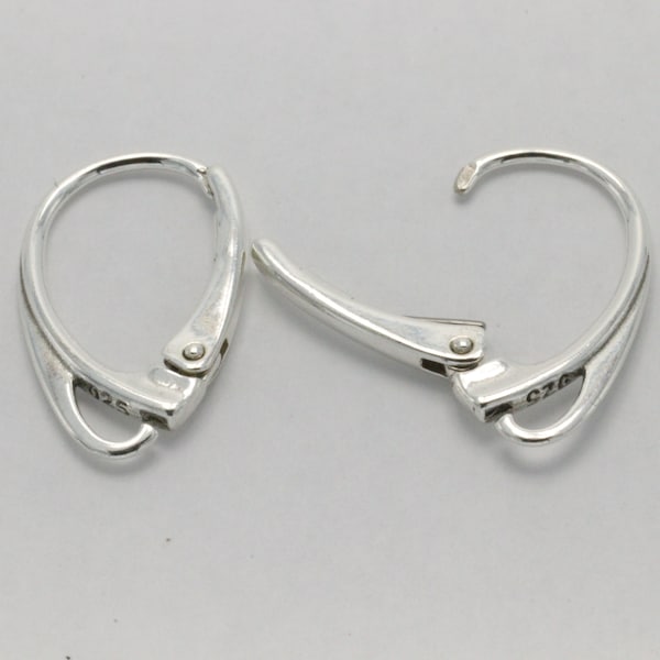 pair of 925 STERLING SILVER openable French Earrings Hoops Jewelry Fitting / Finding #15
