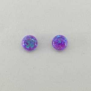 Purple FIRE OPAL 6mm - Stud / Post - Round / Circle Earrings in 925 Sterling Silver