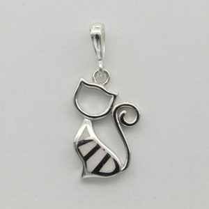 White FIRE OPAL Cat / Kitty Pendant - 925 Sterling Silver with a Rhodium finish