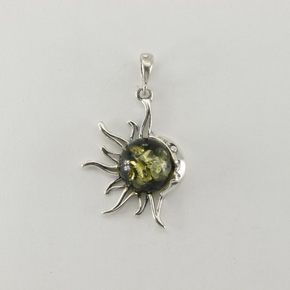 Ciondolo E Orecchini In Ambra Baltica Con Argento 925 - Pietra Naturale Verde, Gioiello Artigianale Per Donna