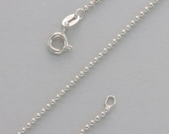 925 STERLING SILVER - 18 inch Ball 15 mm Chain - Made in Italy
