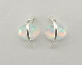 Bianco - OPALE DI FUOCO - Perno / Perno - Orecchini in Argento Sterling 925