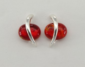 Rosso - OPALE DI FUOCO - Perno / Perno - Orecchini in Argento Sterling 925