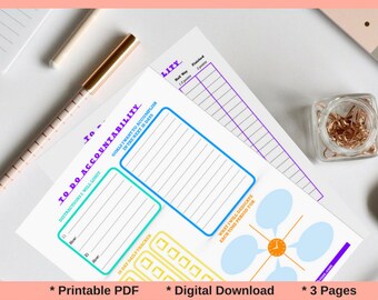 To Do Template, Printable Planner, Digital, To Do List Template, PDF Task Pages, Printable Checklist, Project Planner, Weekly Monthly Goals