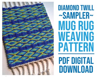 Diamond Sampler Boundweave Mug Rug WEAVING PATTERN | PDF Digital Download