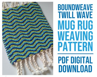 3-Color Wave Boundweave Mug Rug WEAVING PATTERN | PDF Digital Download