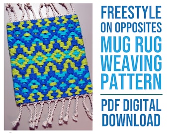 Multicolored Boundweave On Opposites Mug Rug WEAVING PATTERN | PDF Digital Download